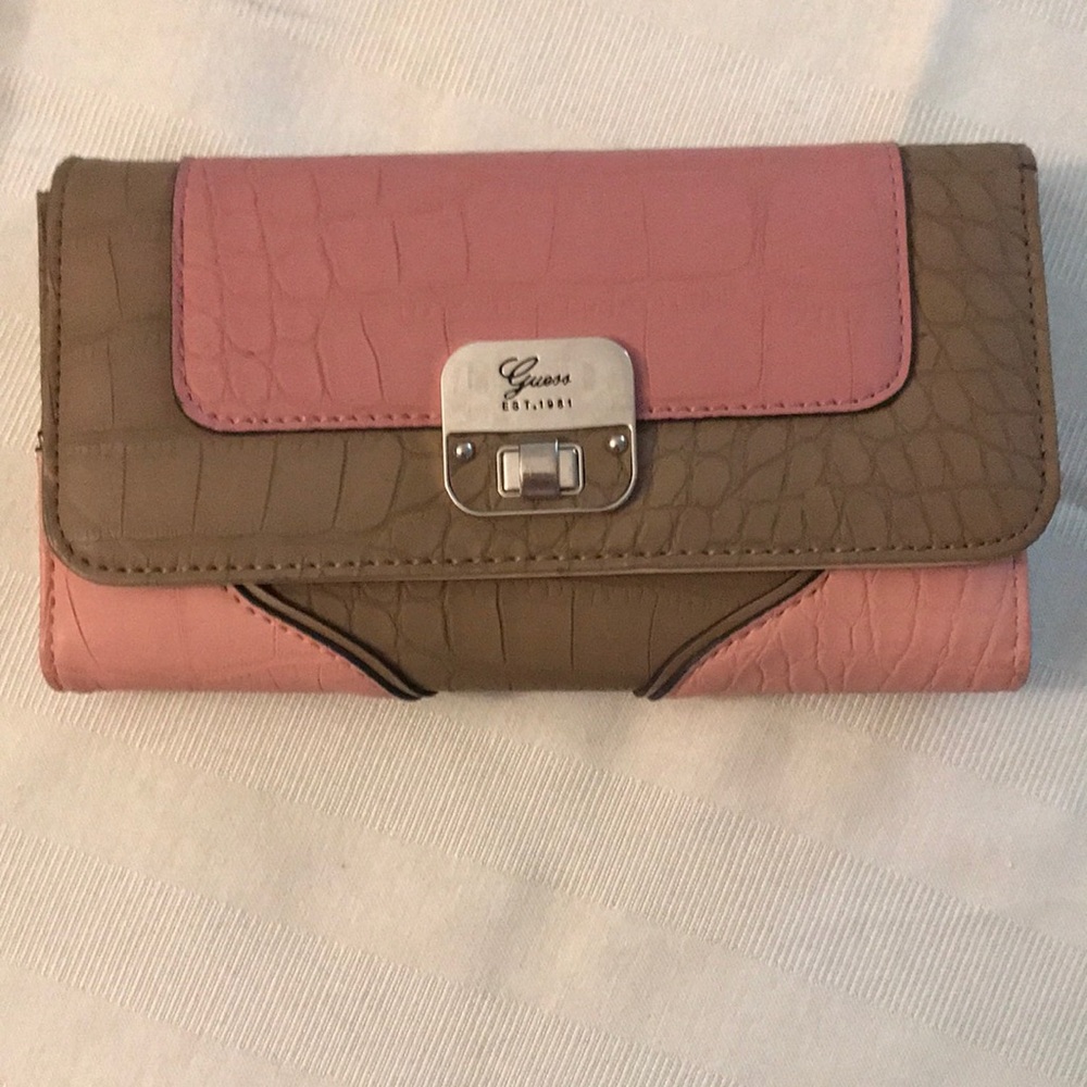 Guess two tone pink  and tan wallet